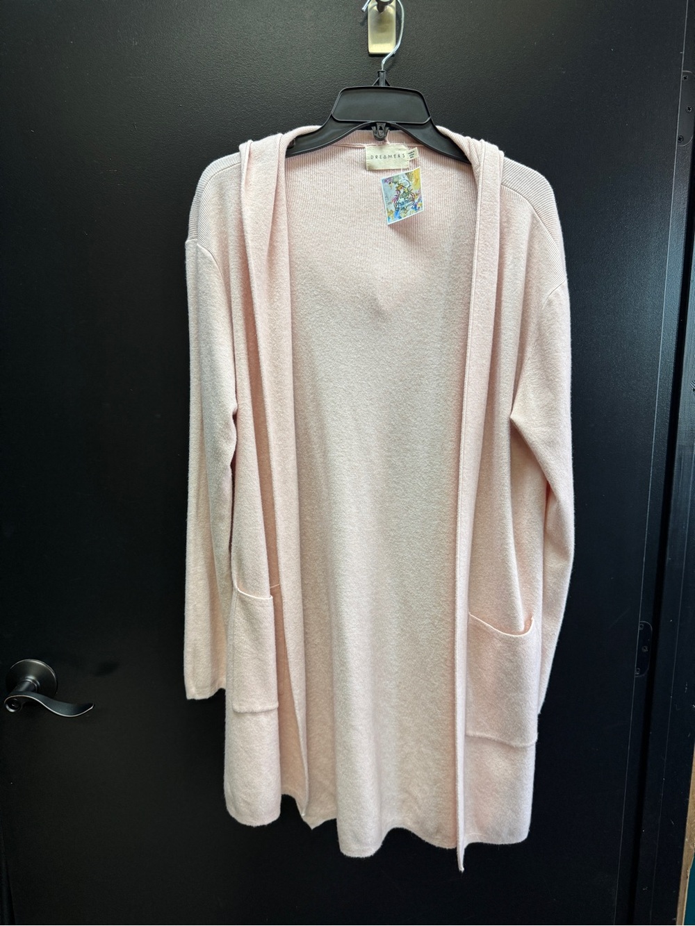 Dreamers Light Pink Open-Front Hooded Cardigan